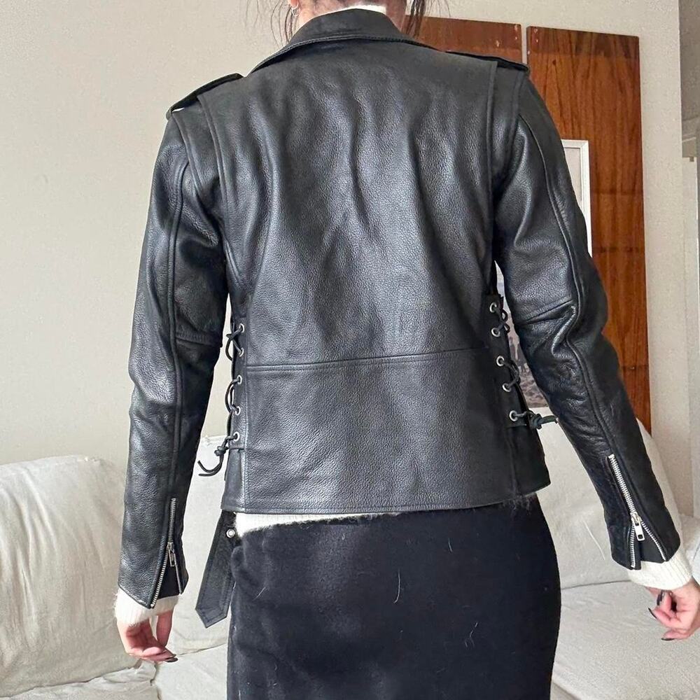 Black leather jacket with silver - Picture 3 of 6